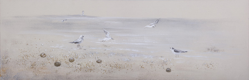 PXYW651 Wall décor art oil on canvas seascape seagulls on beach